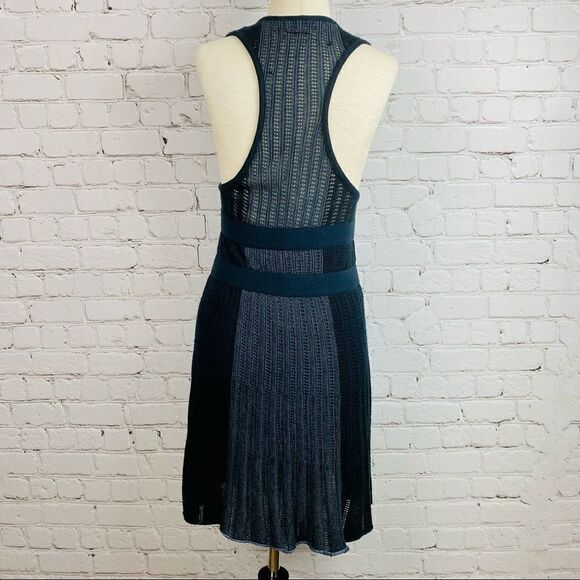 Crochet Knit Black Racerback Ribbed Mini Dress - Picture 5 of 9